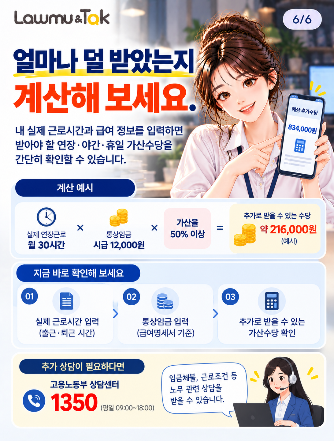 카드 6: 얼마나 덜 받았는지 계산해 보세요